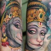 Colorful hanuman tattoo by Victor Chil