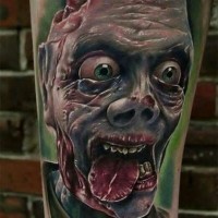 Colorful horrible zombie tattoo