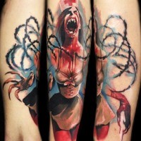 colorato infermiera vampire orrore tatuaggio da Kamil Terczynski