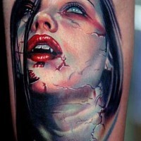 colorato giovani vampira ragazza tatuaggio