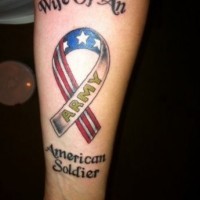 Coloured american soldier tattoo on arm