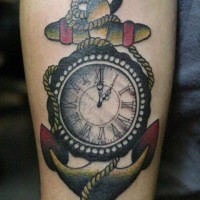 Coloured anchor and a compass tattoo
