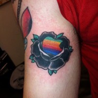 Coloured apple rose geek tattoo on arm