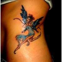 fata colorato tatuaggio disegno per ragazza