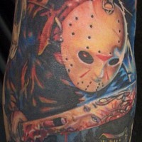 Coloured jason friday the 13 movie horror tattoo