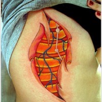 colorato  fibre nervose da sotto pelle tatuaggio su costolette