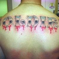 Coloured soldier tattoo on back