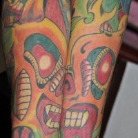 Colourful both sleeves detaild original style  tattoo