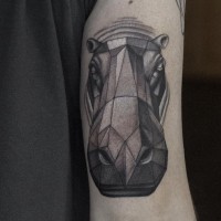 Tatuaje  de hipopótamo abstracta gris