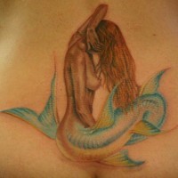 Cool beautiful mermaid tattoo on lower back