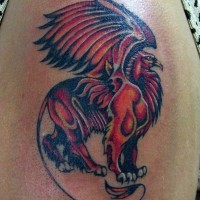 Cool black and red griffin tattoo