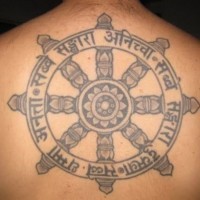 Cool buddhist sacred tattoo on back