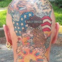 Cool harley davidson logo of tattoo on head