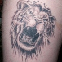 Tatuaje  de león peligroso descolorido