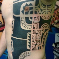 Cool polynesian tattoo on half body