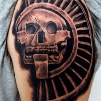 bel cranio pietra divinita` tatuaggio sulla spalla da goethe