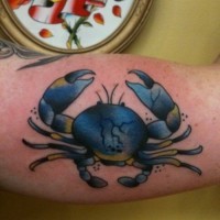 Crab tattoo on hand for mens