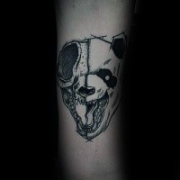 Creepy looking colored tattoo of evil panda head