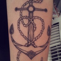 Cute black lines anchor tattoo