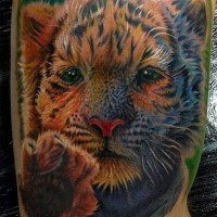 Cute colorful little tiger tattoo