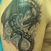 Cute dragon tattoo on half sleeve