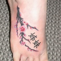 Cute foot tattoo cherry blossom japanese symbols