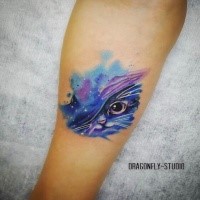 Cute for girls style colored forearm tattoo of magical cat