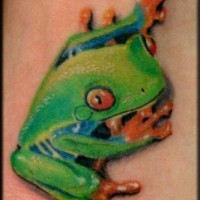 Cute little green frog tattoo