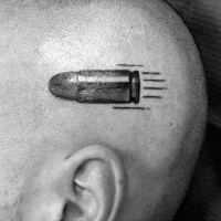 Tatuaje en la cabeza, bala de pistola simple gris