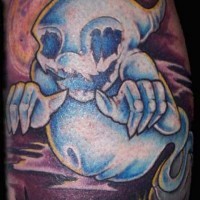 Tatuaje en la pierna,  fantasma astuto aterrador multicolor