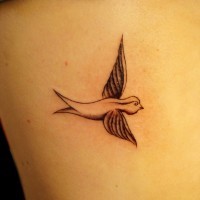 Tatuaje  de golondrina gris con alas desplegadas