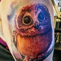 Cute watercolor owl tattoo