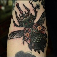 Dark colors stag beetle tattoo