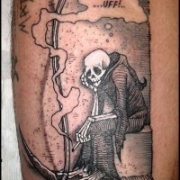 Death smokes a cigarette tattoo