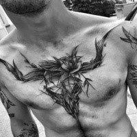 Desenhado por Inez Janiak tatuagem de caveira animal no peito