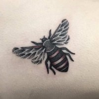 Tatuaje  de abeja de colores oscuros