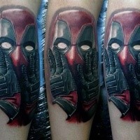 Detailed large awesome looking Deadpool portrait tattoo