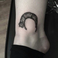 Do style black ink ankle tattoo of cat