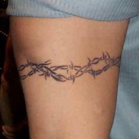 Double helix barbed wire tattoo
