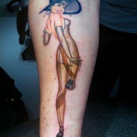 Elegant pinup girl tattoo by David Corden
