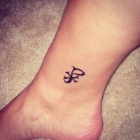 Elegant tiny Chi Rho special Christ monogram ankle tattoo