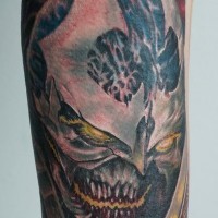 Evil monster skull tattoo by graynd