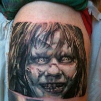 Exorzistisches Tattoo in Horrorstil