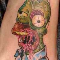 famoso cartone animato zombie piccolo colorato tatuaggio su piede
