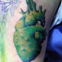 Fantastic cactus shaped colored shoulder tattoo of human heart