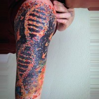 Fantastic colorful detailed DNA half sleeve area tattoo