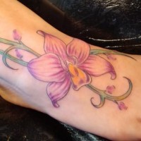 Flower women tattoo design idea for feet