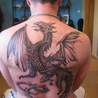 Flying black dragon tattoo for men