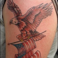 Flying eagle with flag usa tattoo