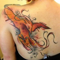 Flying phoenix tattoo on shoulder blade by lukasz bam kaczmarek